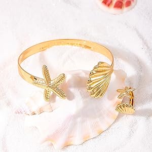 Stainless Steel Starfish and Shell bracelet