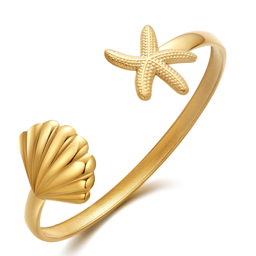 Stainless Steel Starfish and Shell bracelet