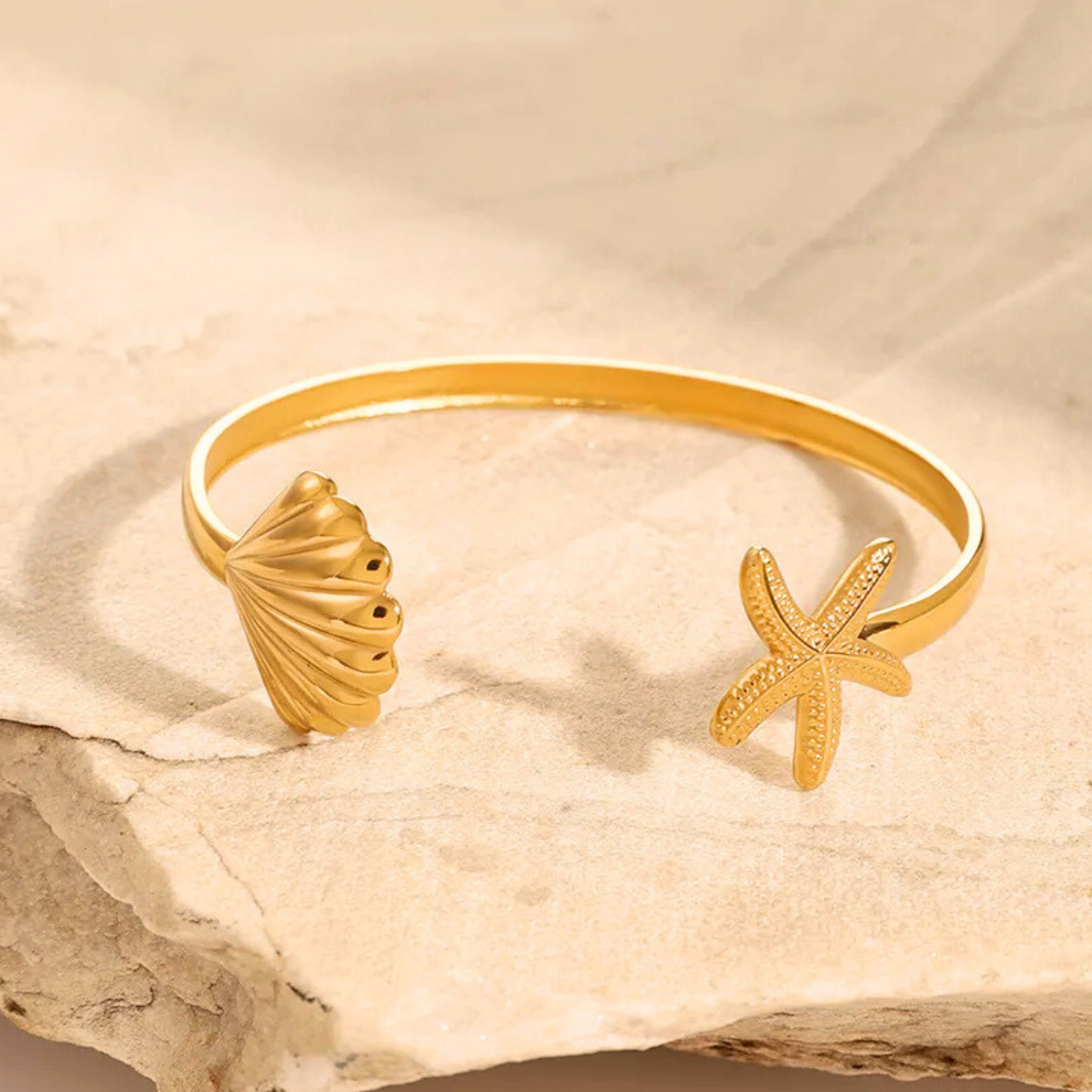 Stainless Steel Starfish and Shell bracelet