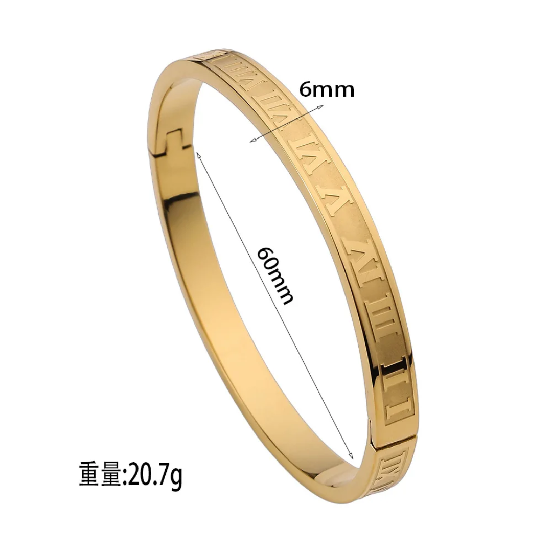 Roman Numeral Stainless Steel Bangles