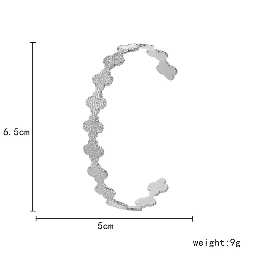 Stainless Steel Clover Cuff Bracelet