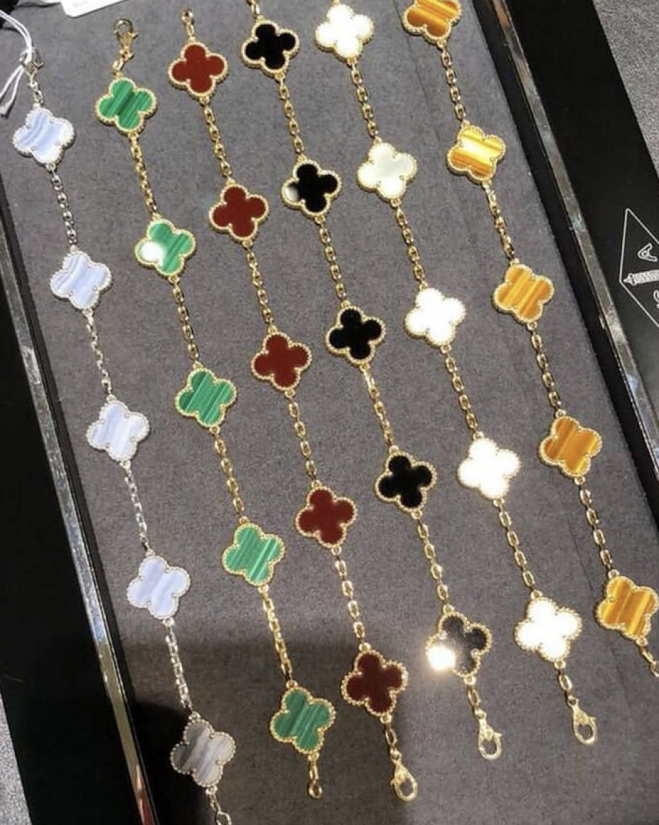 Van Cleef inspired Gold Clover Bracelet 15mm Collection