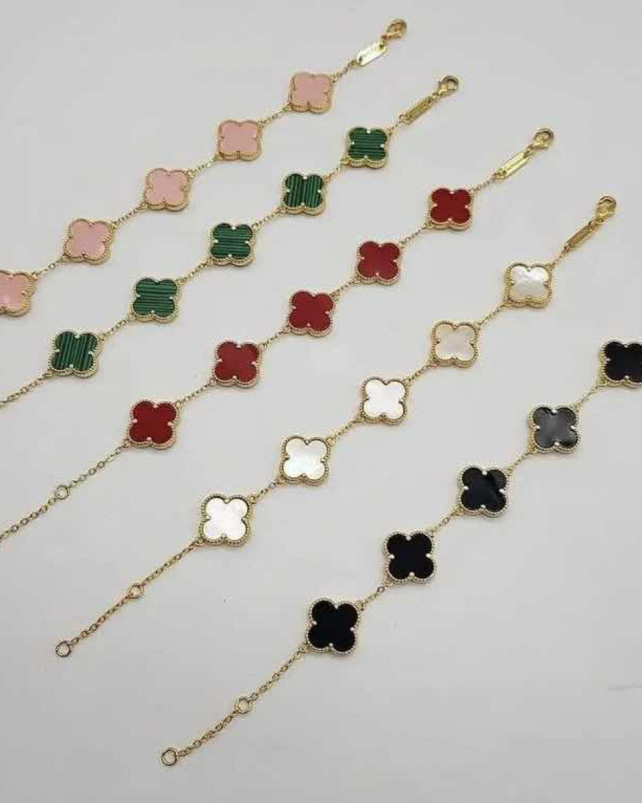 Van Cleef inspired Gold Clover Bracelet 15mm Collection