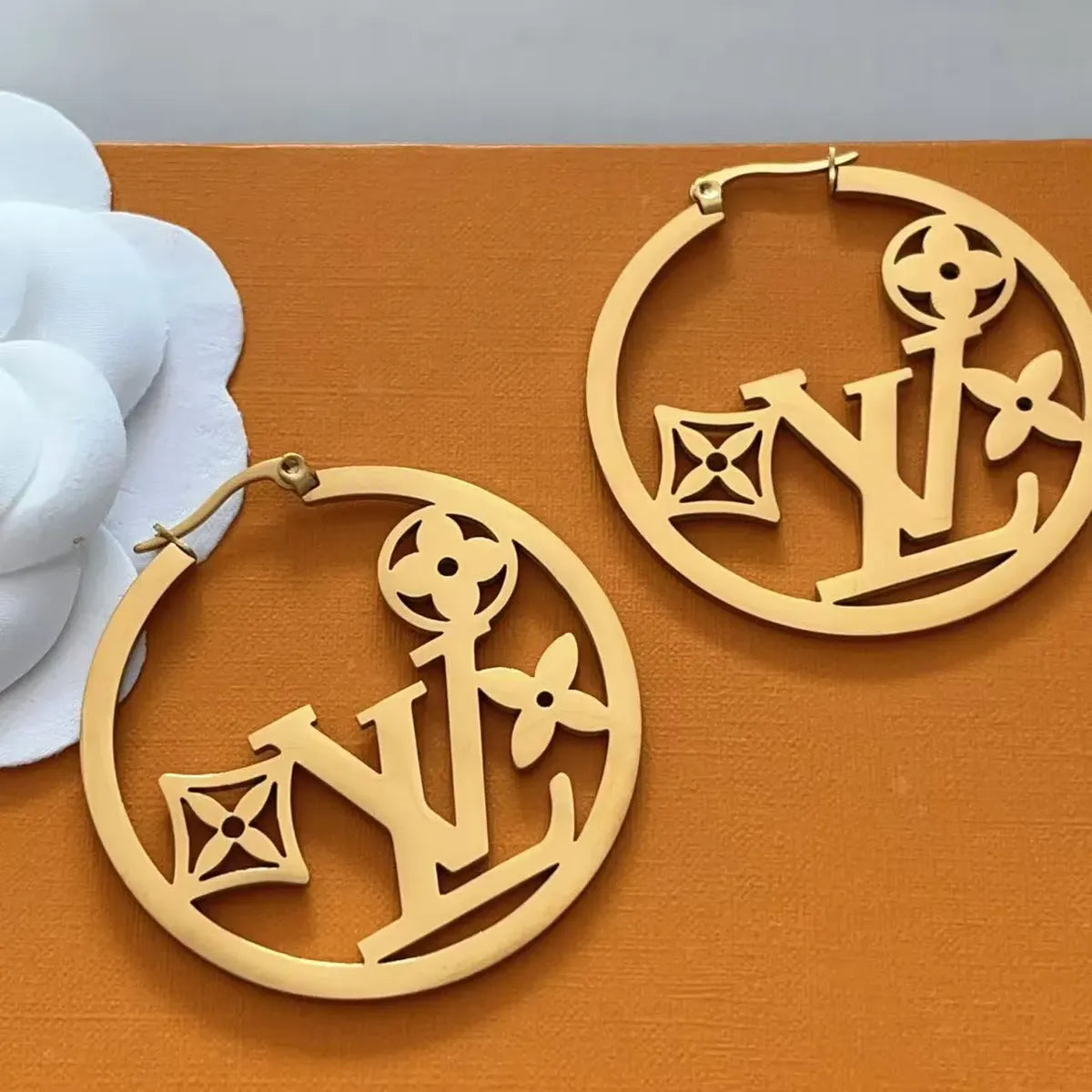 LV inspired Hoop Earrings