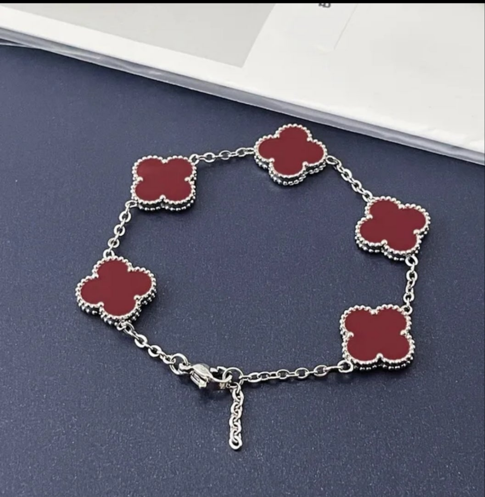 Van Cleef inspired Silver Clover Bracelets 15mm Collection