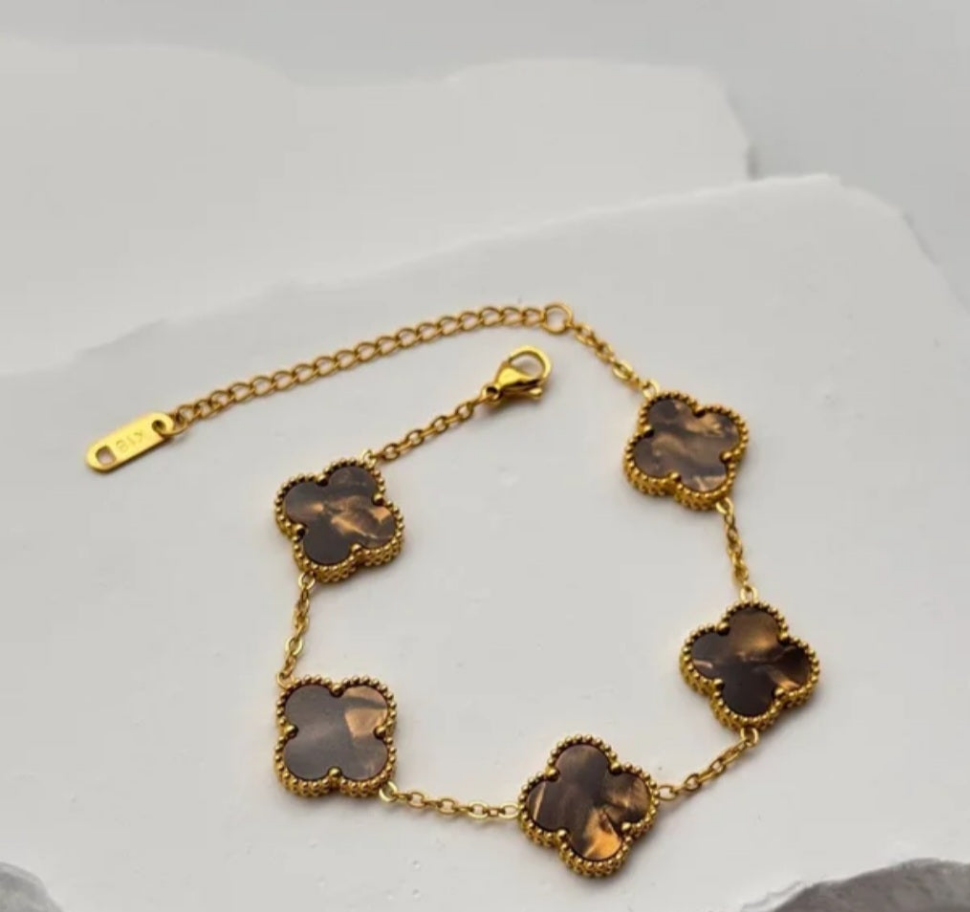 Van Cleef inspired Gold Clover Bracelet 15mm Collection
