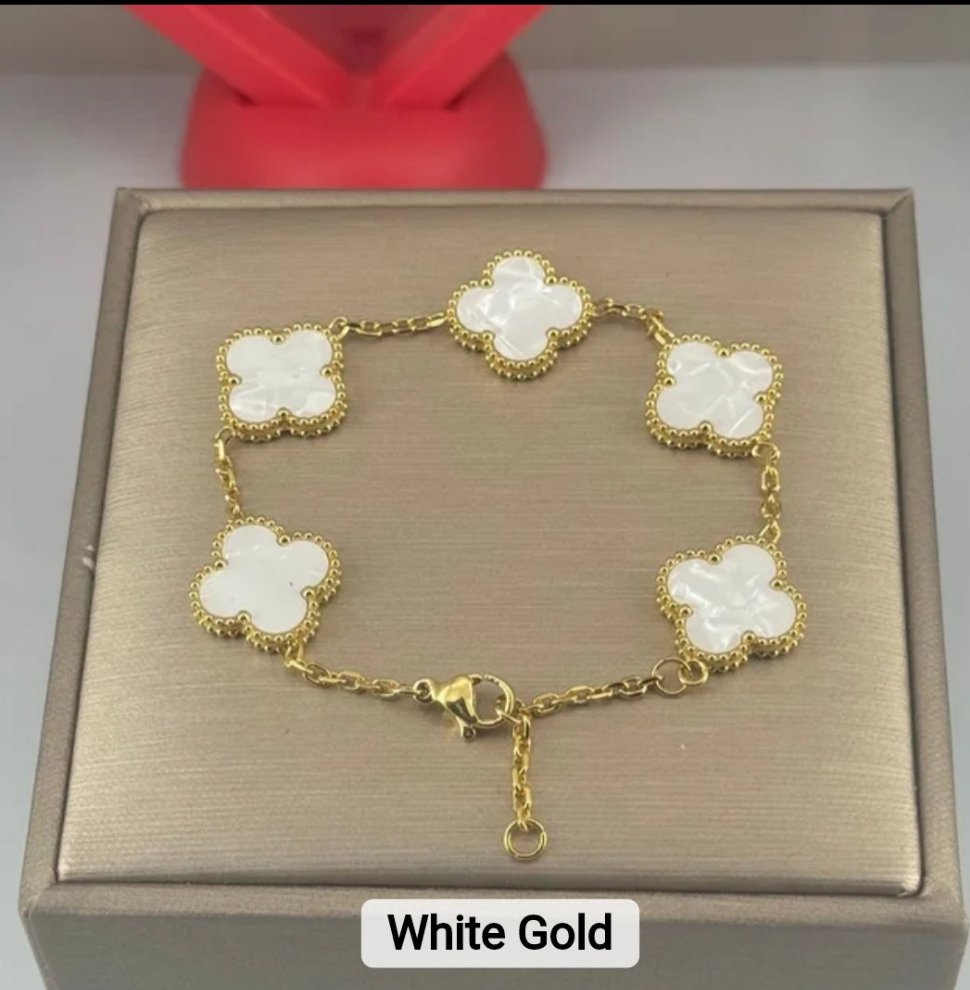 Van Cleef inspired Gold Clover Bracelet 15mm Collection