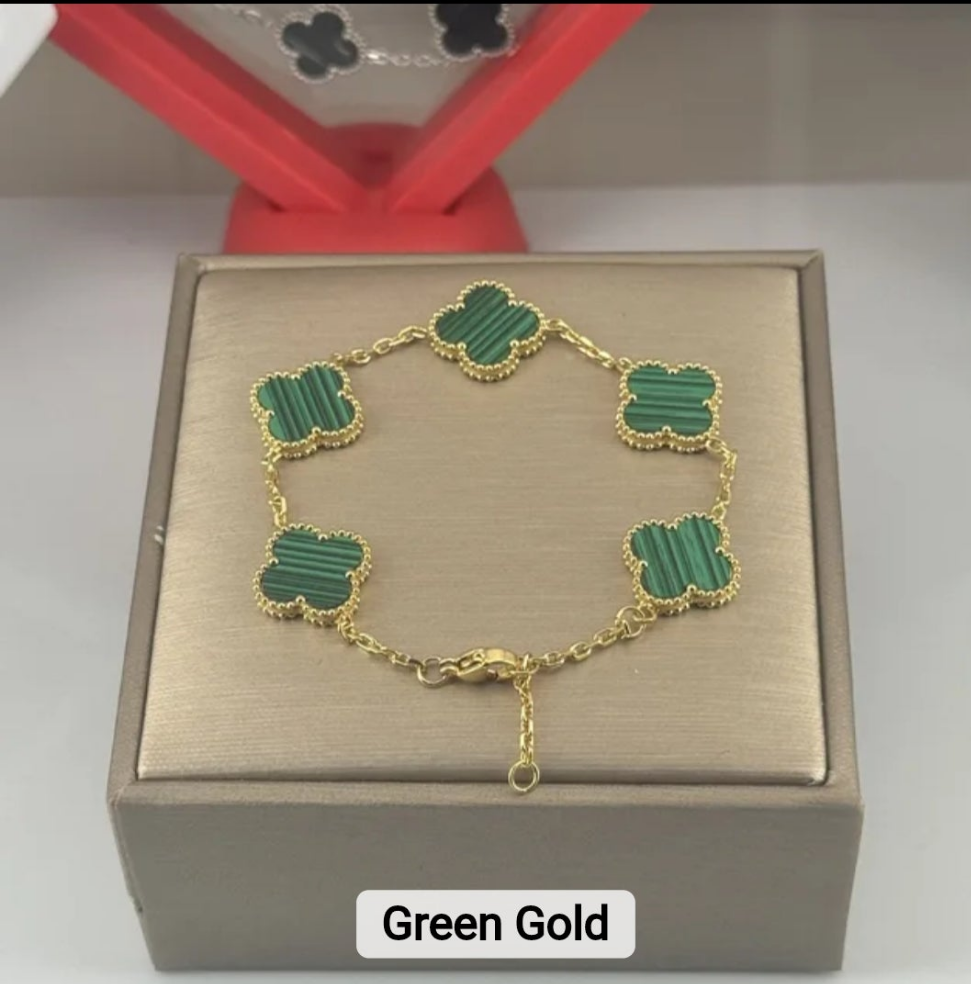Van Cleef inspired Gold Clover Bracelet 15mm Collection
