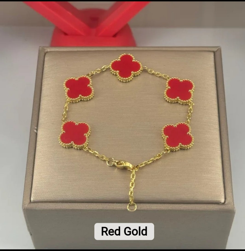 Van Cleef inspired Gold Clover Bracelet 15mm Collection