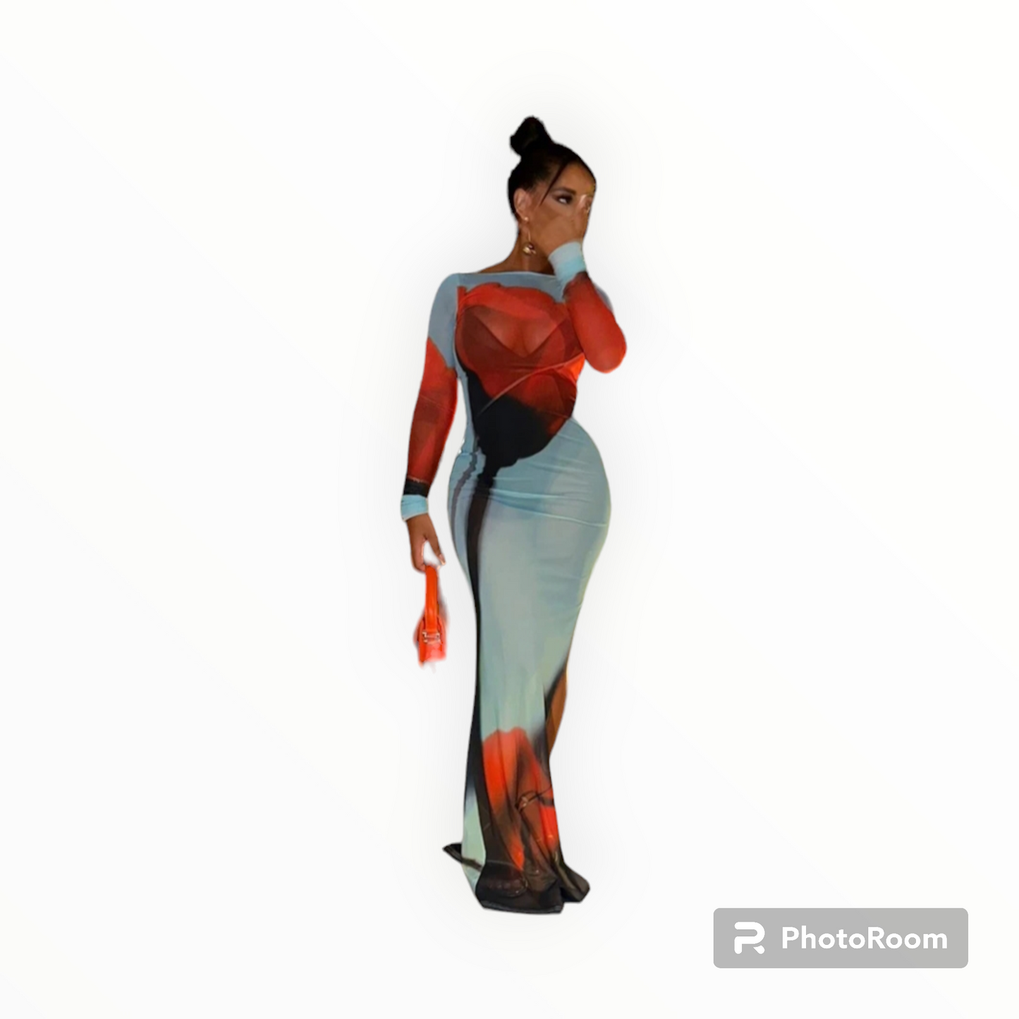 3D Print Meshed Maxi Dress