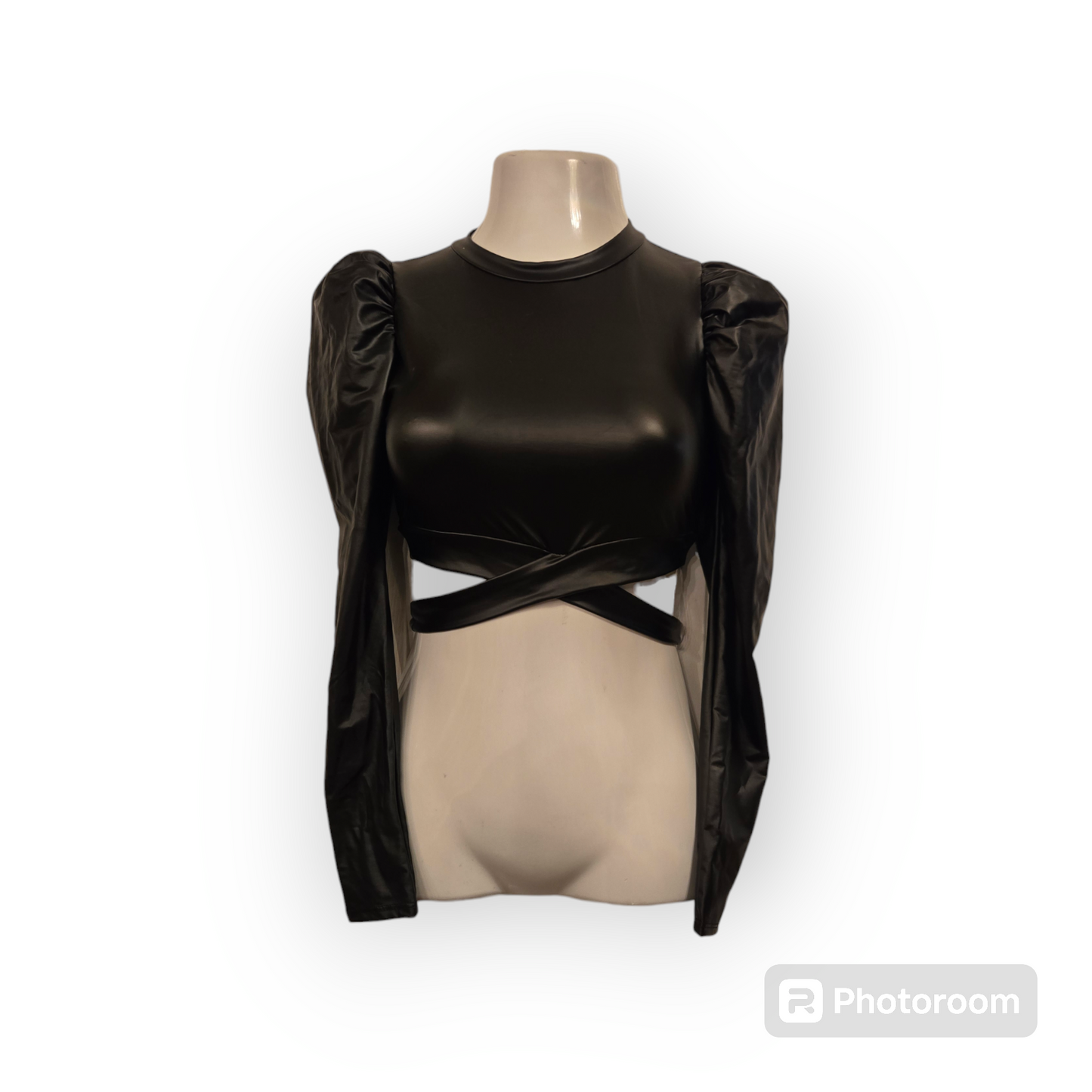 Leather cut out crop top