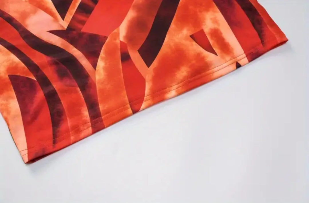 Abstract Print Halter Mini Dress