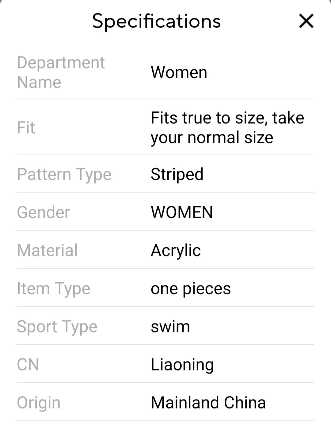 One Piece bathing suit