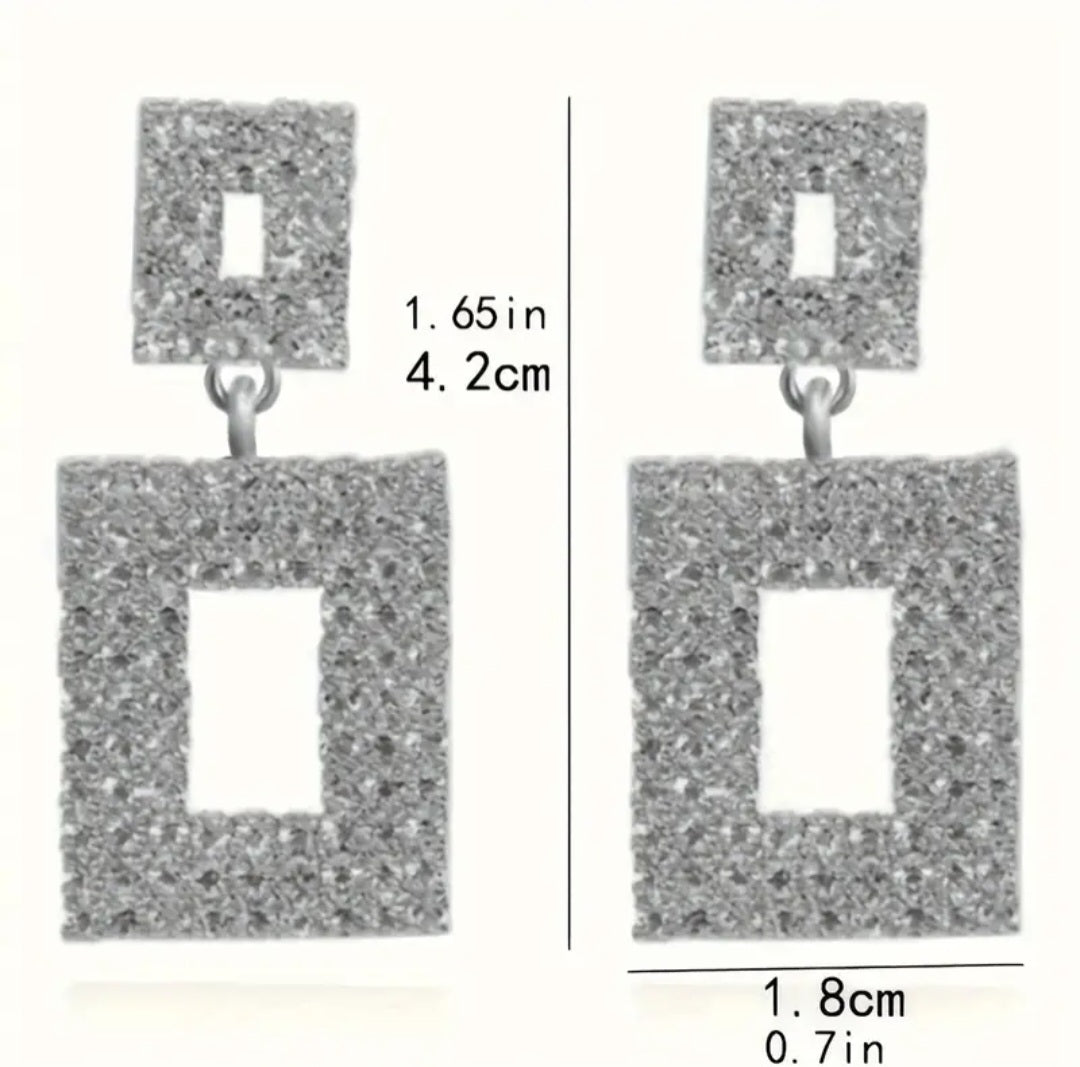 Rhinestones Sparkling Square Earrings