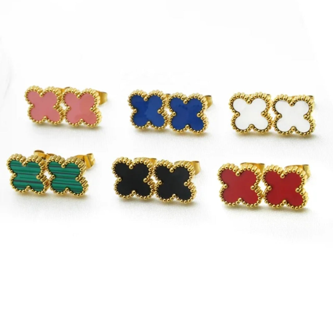 LV Inspired 4 Clover Earrings 9mm