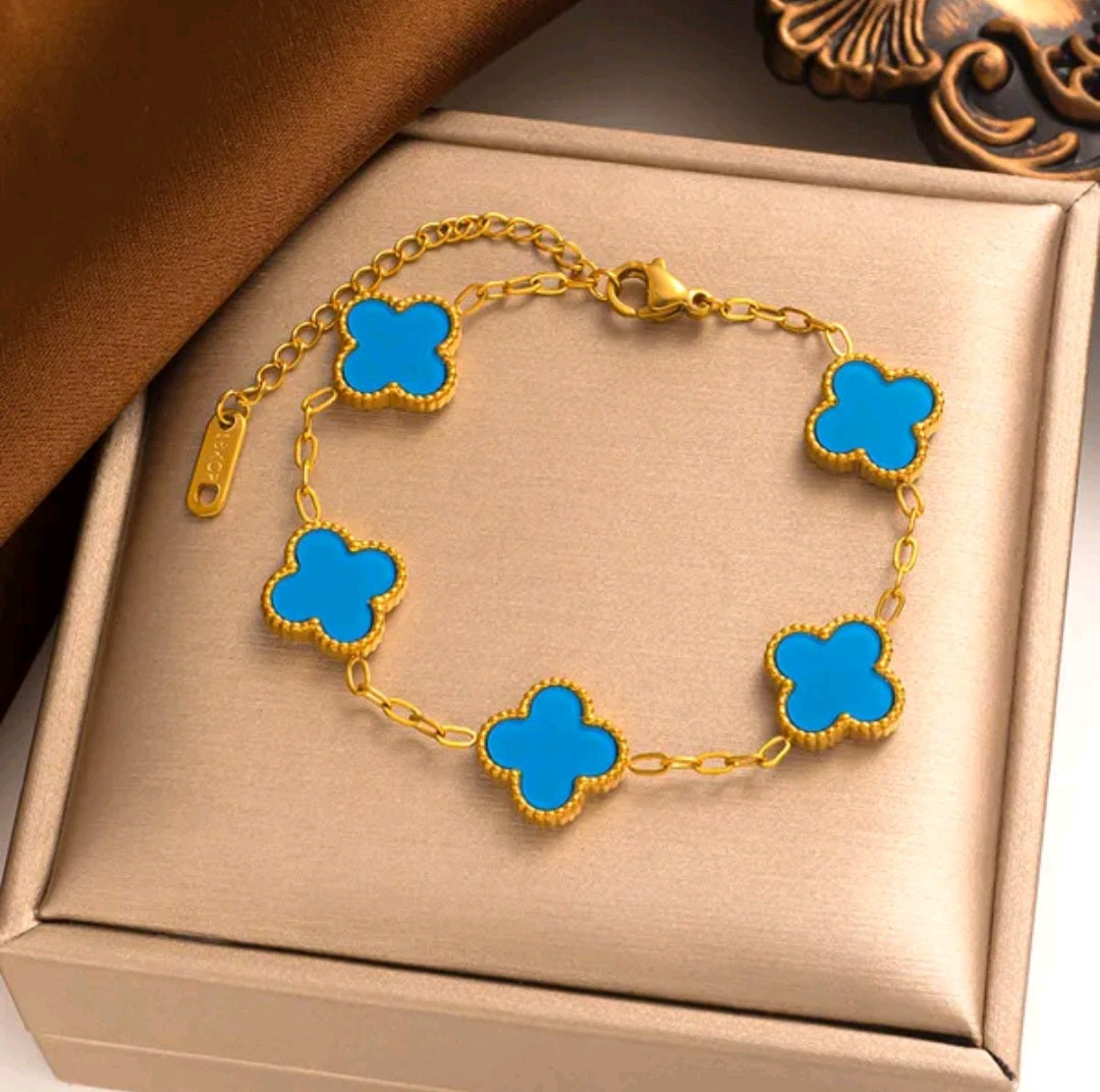 Van Cleef inspired Gold Clover Bracelet 15mm Collection