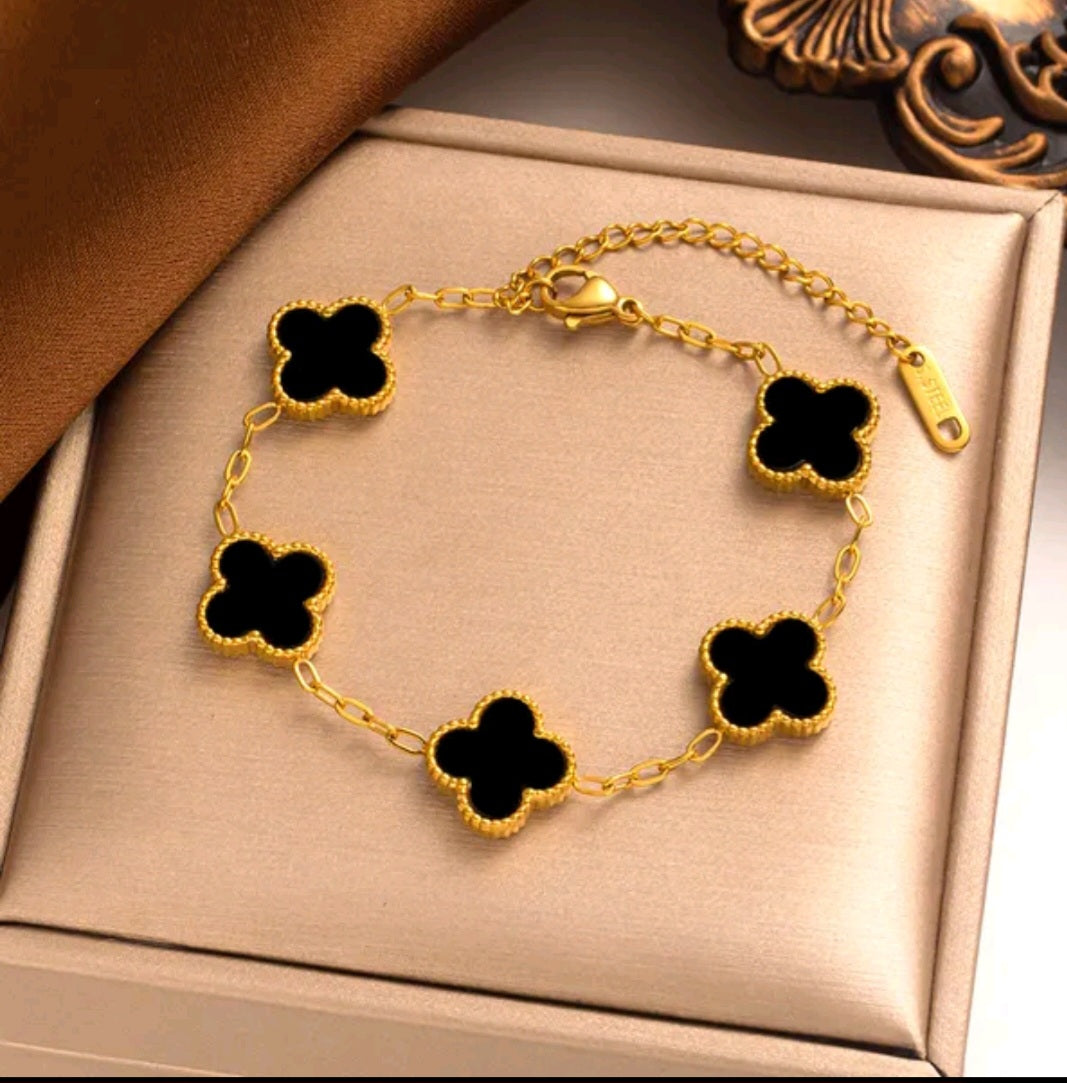 Van Cleef inspired Gold Clover Bracelet 15mm Collection