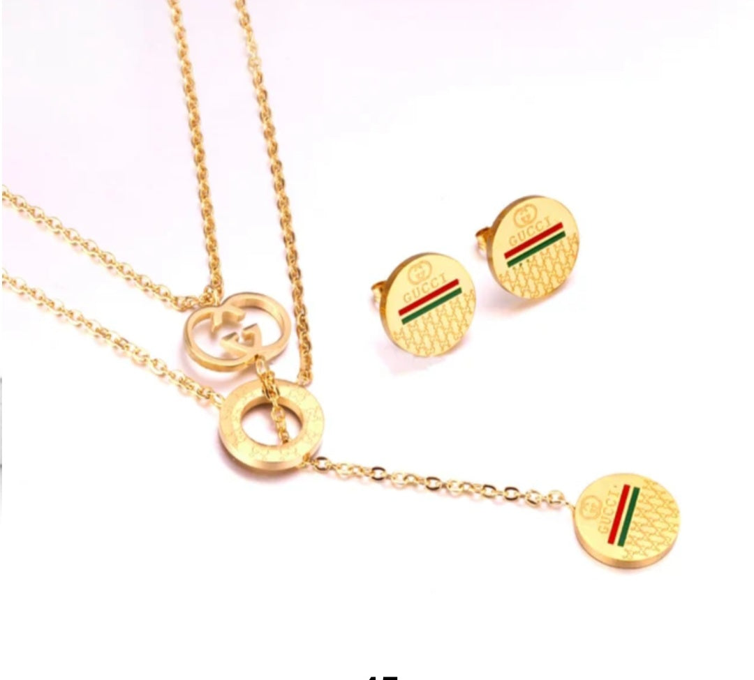 Gucci inspired Gold Triple ring Necklace