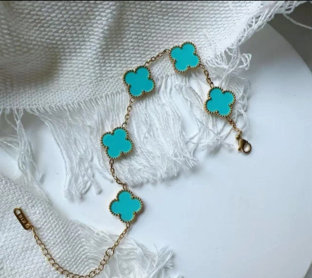 Van Cleef inspired Gold Clover Bracelet 15mm Collection