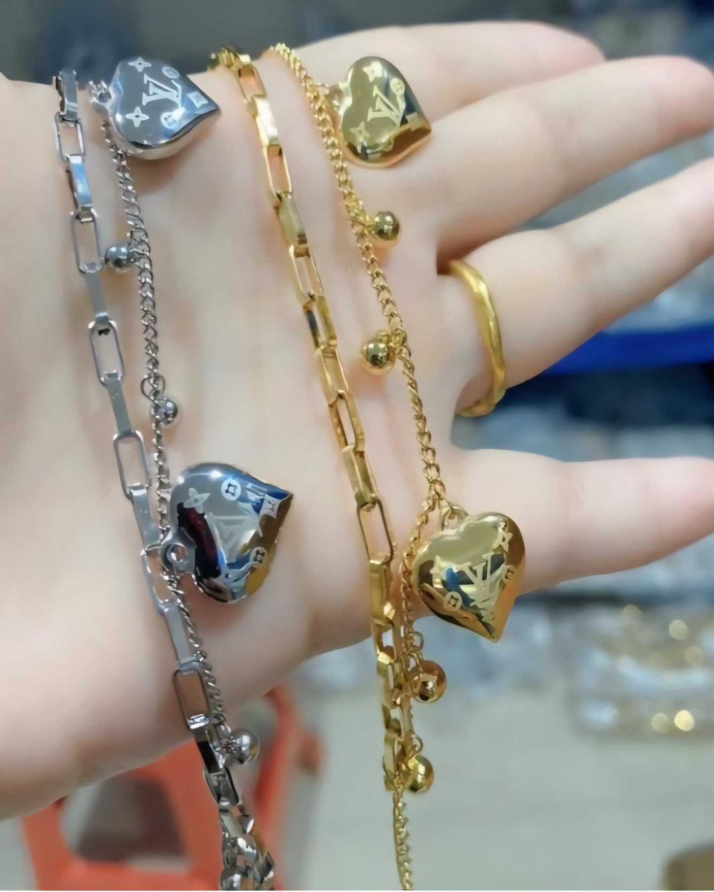 LV inspired Heart Bracelet