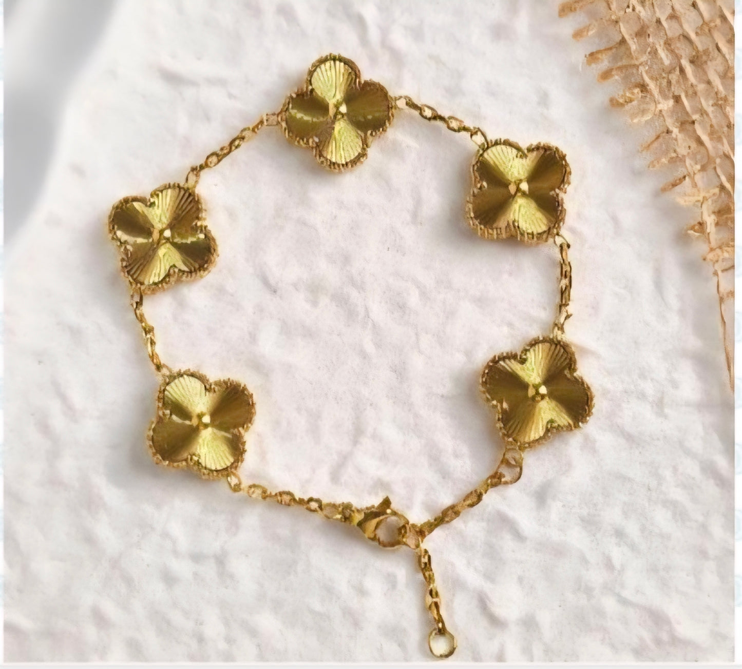 Van Cleef inspired Gold Clover Bracelet 15mm Collection