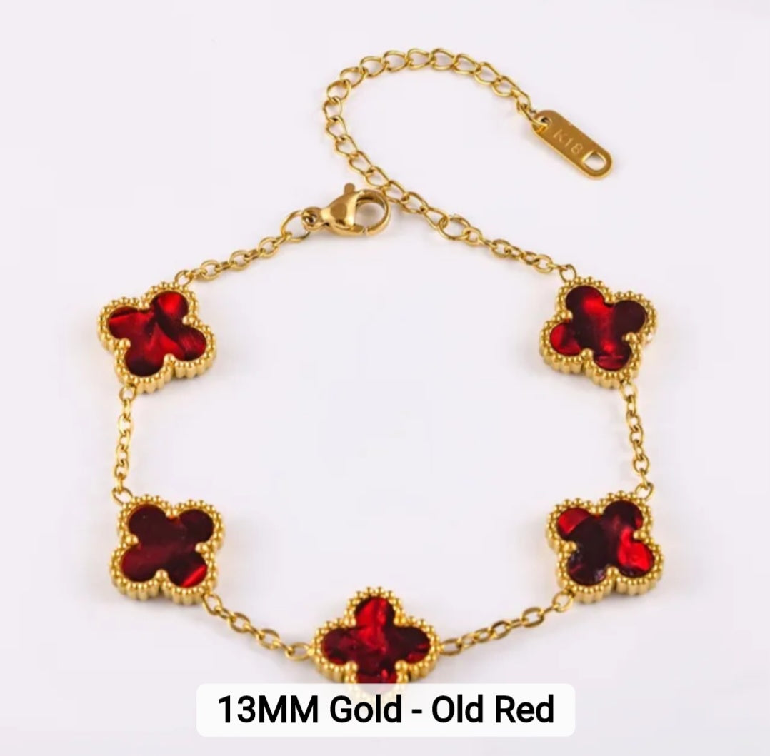 Van Cleef inspired Glossy Gold 13mm Clover Bracelet Collection