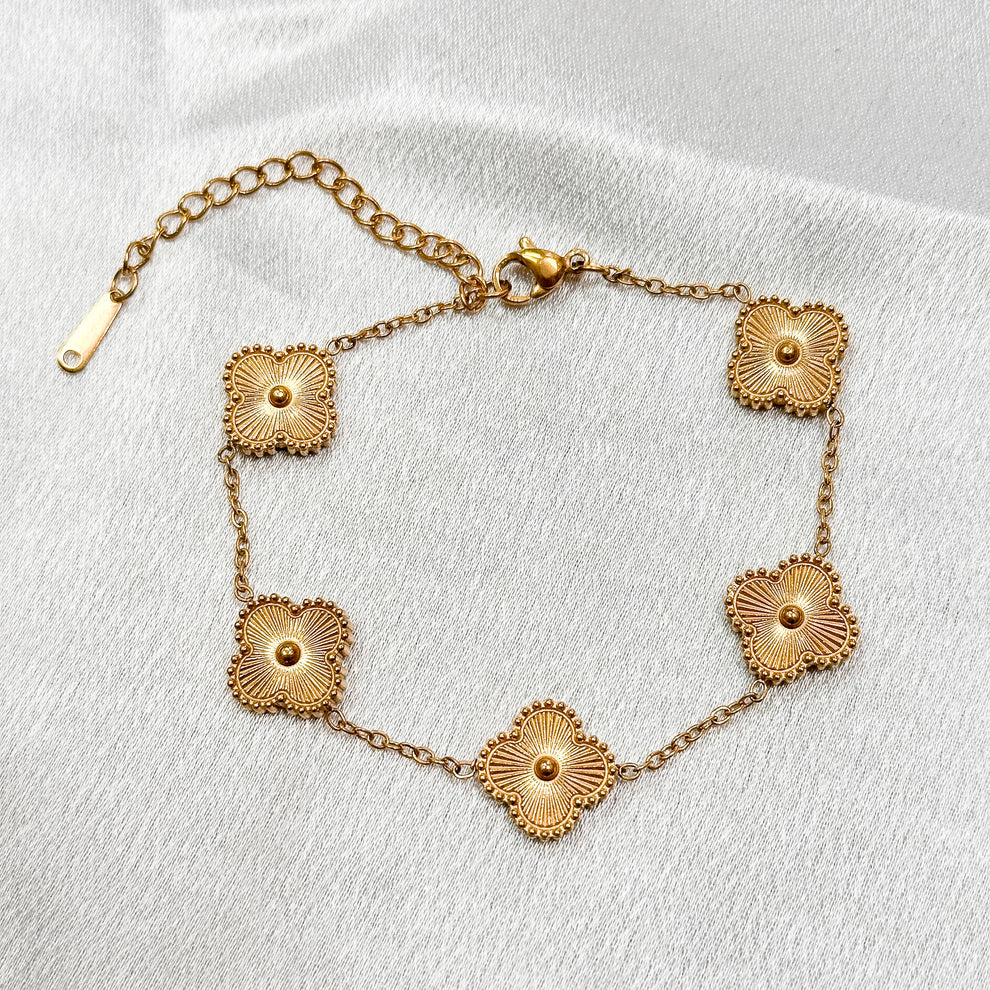 Van Cleef inspired Gold Clover Bracelet 15mm Collection