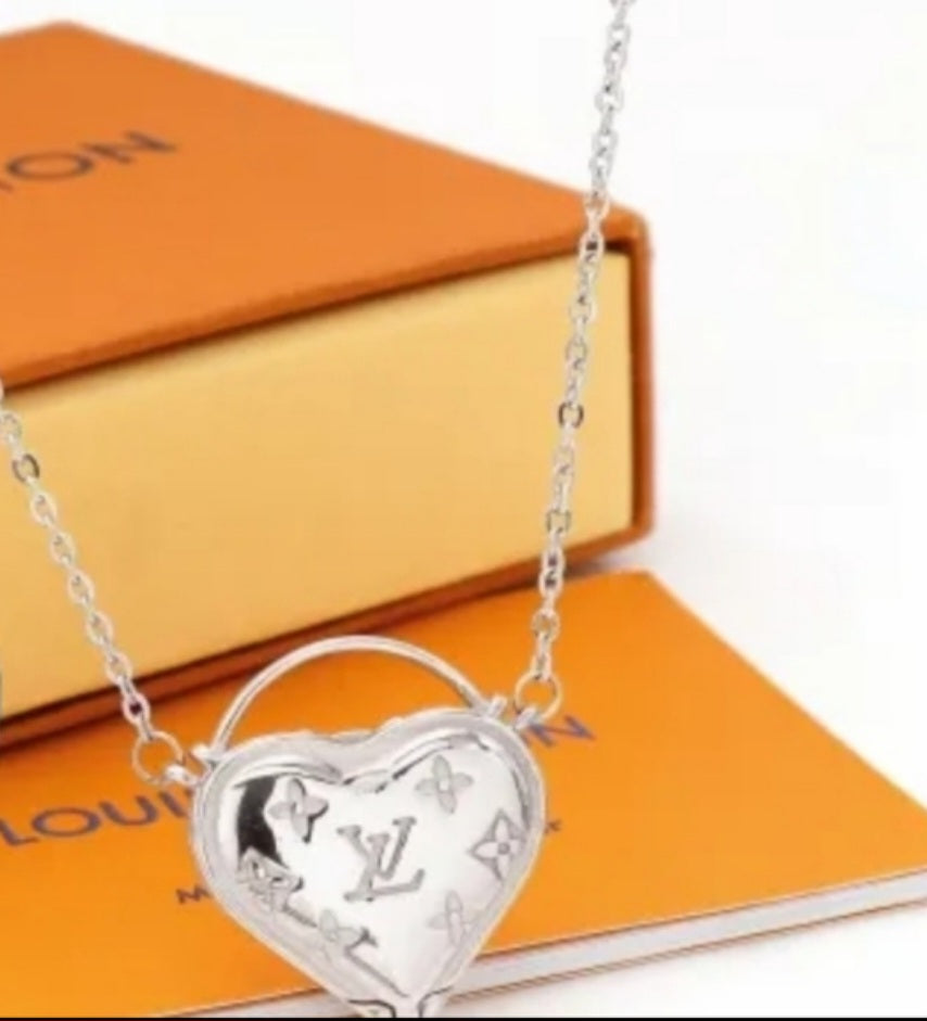 LV INSPIRED Heart NECKLACE