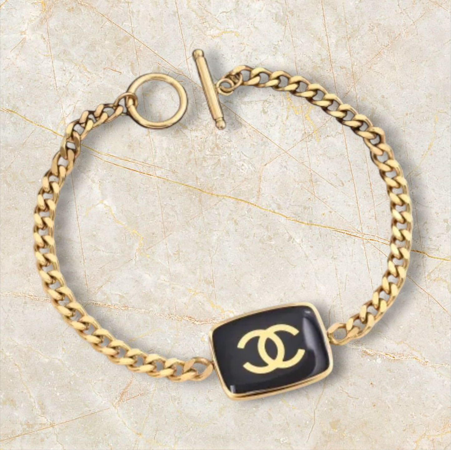 Chanel inspired cuban bracelet