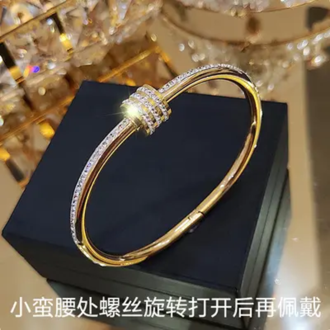 18K Gold Plated Rhinestones Bangle