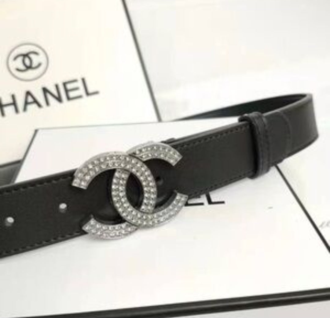 CC Inspired Rhinestones Leather Belt