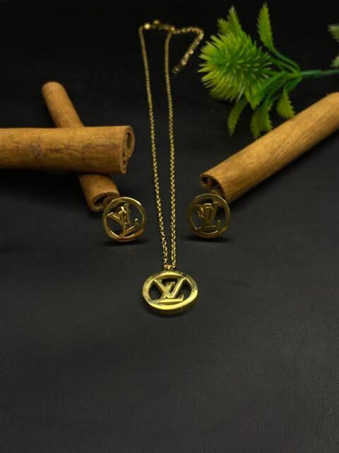 LV Designer Inspired Necklace and Earrings