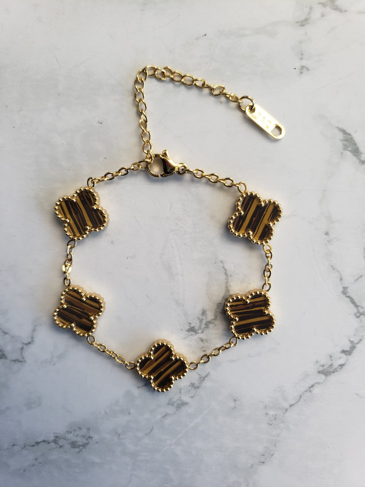 Van Cleef inspired Gold Clover Bracelet 15mm Collection