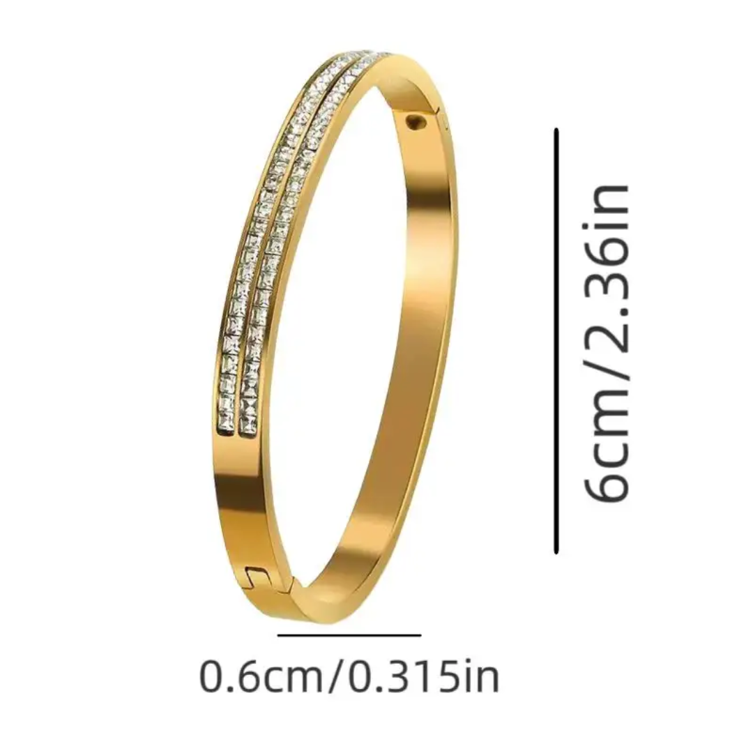 Stainless Steel Double Zirconia Bangle