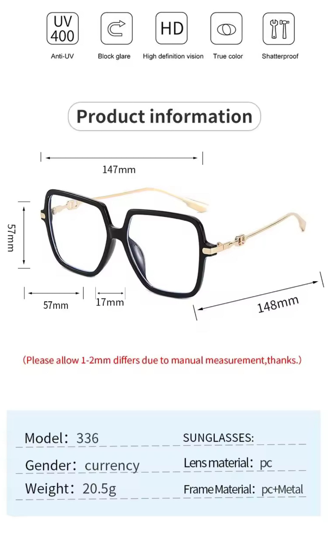 Oversized square Eyewear
