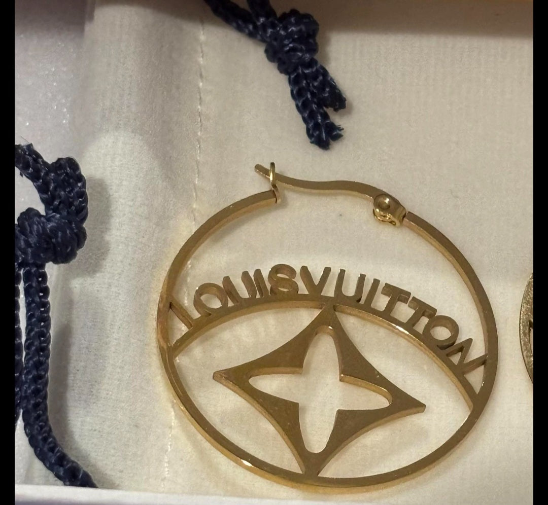LV Designer Inspired Hoop Earrings