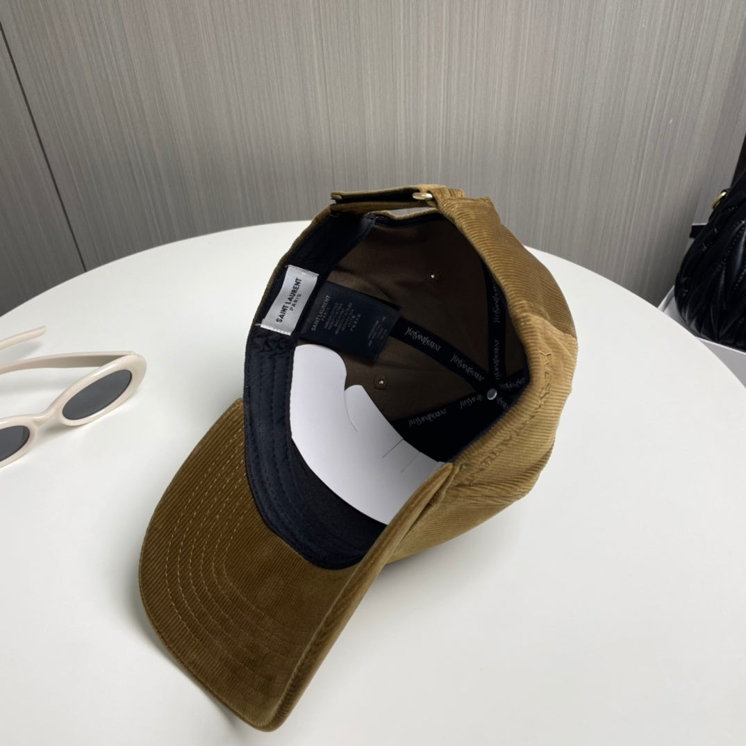 YSL Designer Inspired Corduroy Baseball Cap