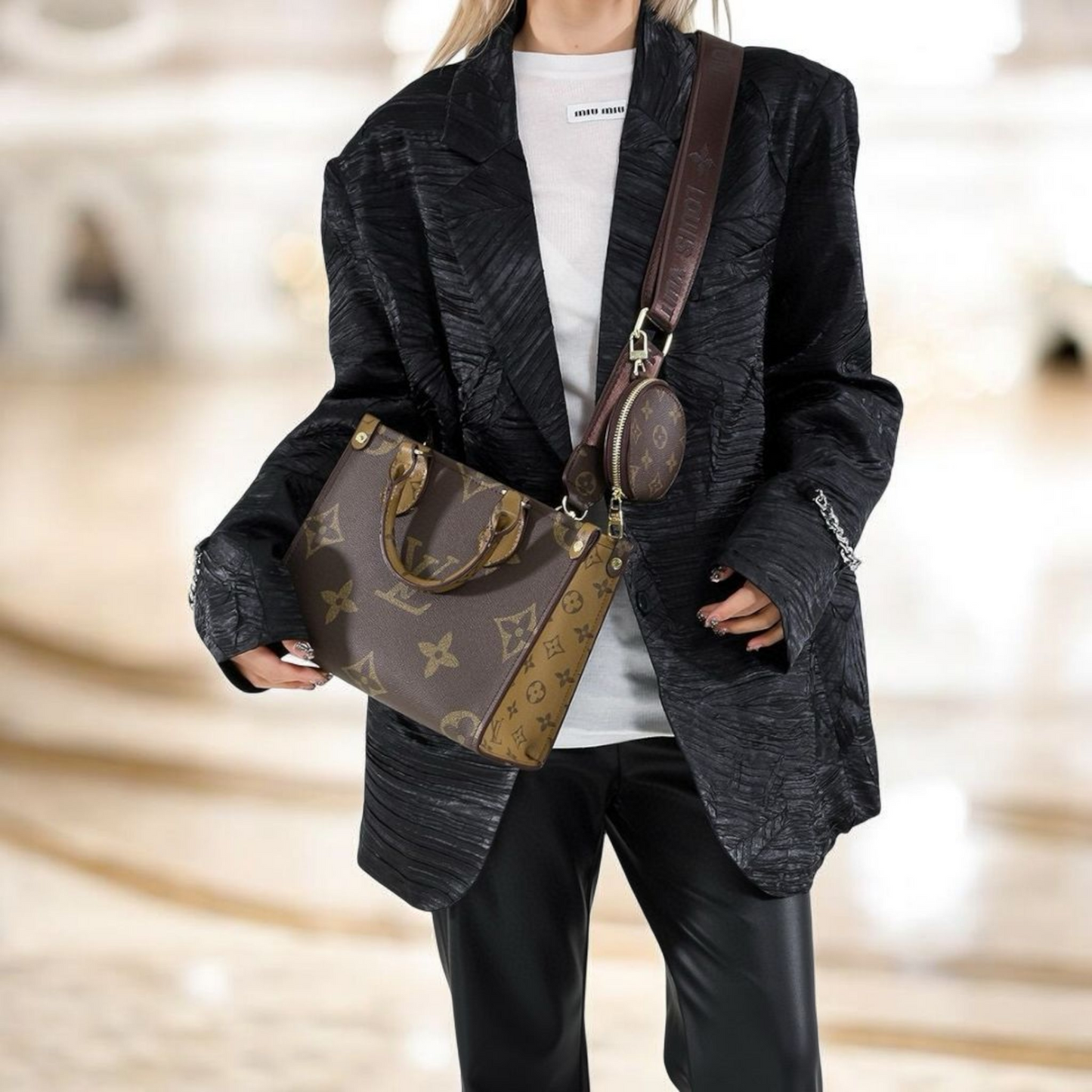 LV inspired reverse tote bag