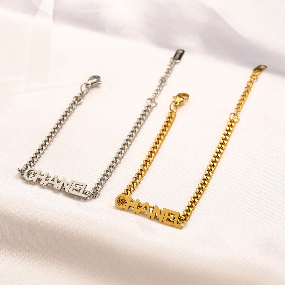 Chanel inspired cuban bracelet