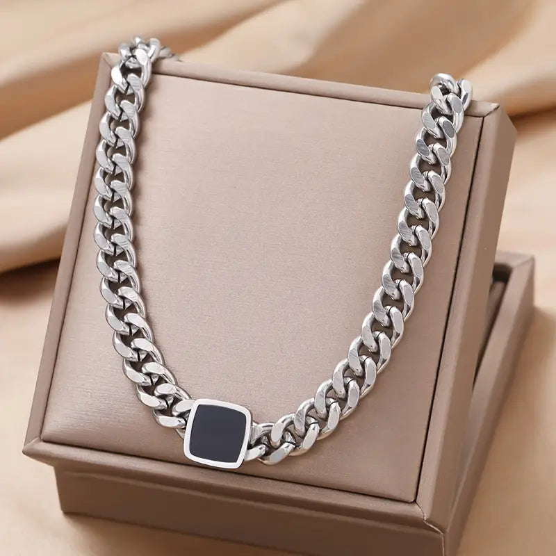 Chunky Cuban Necklace and Bracelet