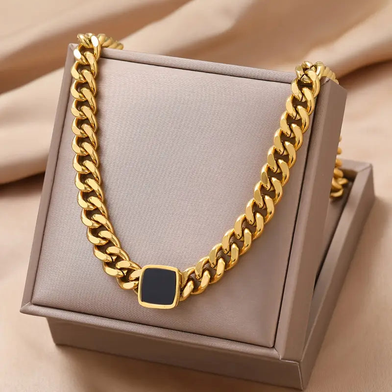 Chunky Cuban Necklace and Bracelet