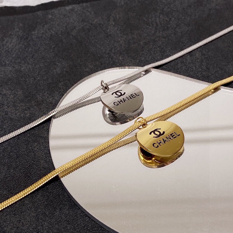 Chanel inspired herringbone Pendant Necklace