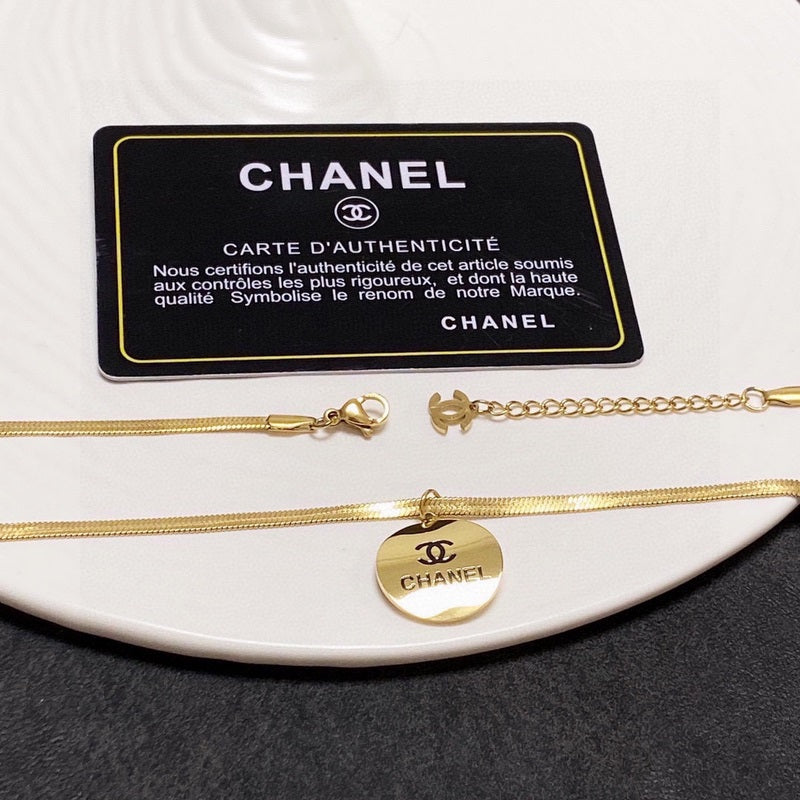 Chanel inspired herringbone Pendant Necklace