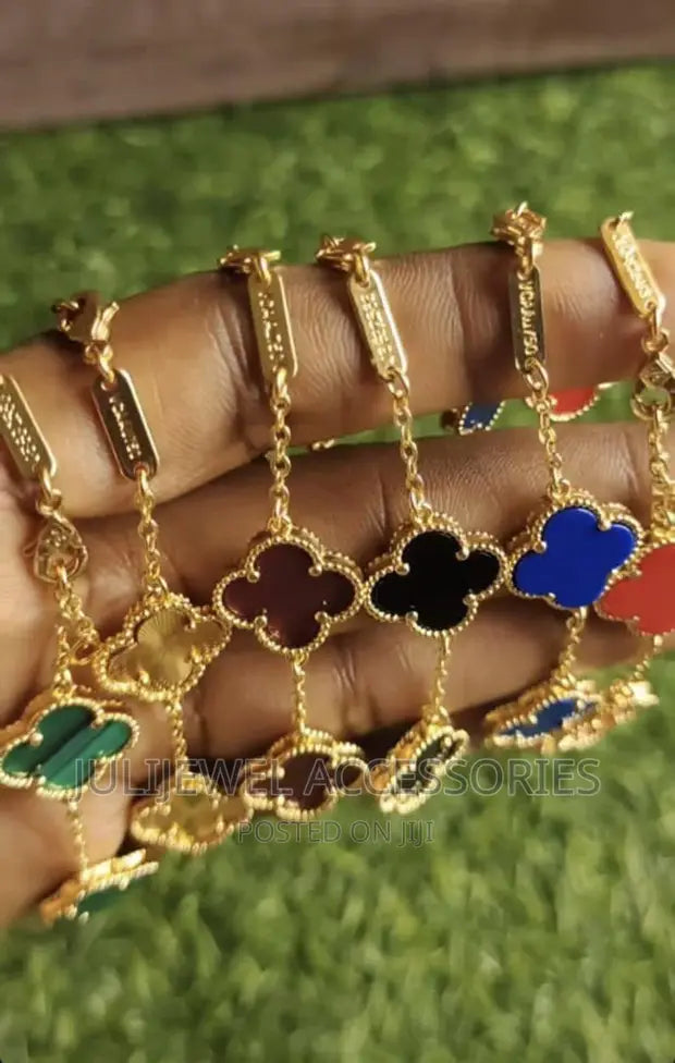Van Cleef inspired Gold   Clover Bracelet 15mm Collection