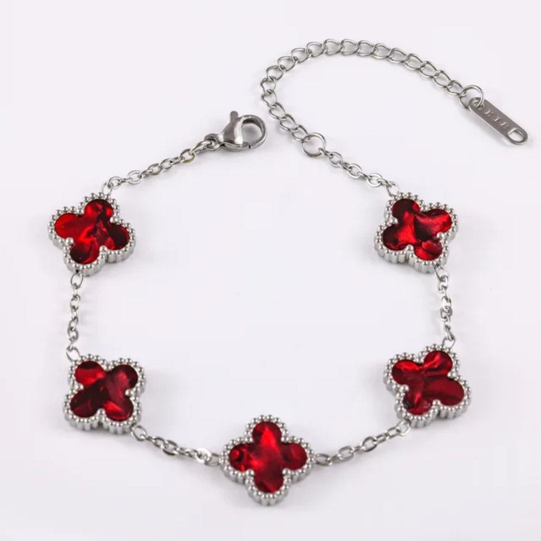 Van Cleef inspired Glossy Silver 13mm Clover Bracelet Collection