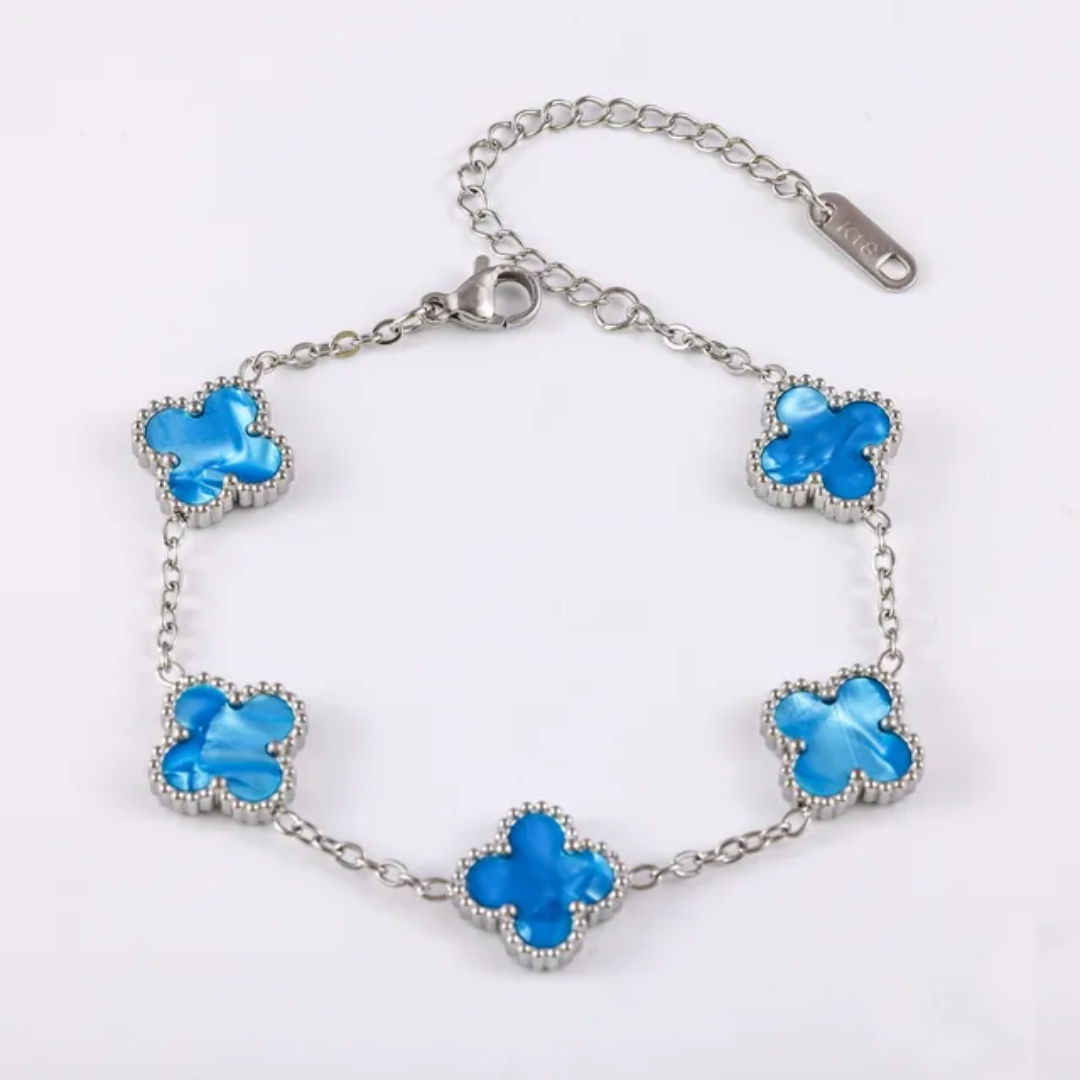 Van Cleef inspired Glossy Silver 13mm Clover Bracelet Collection
