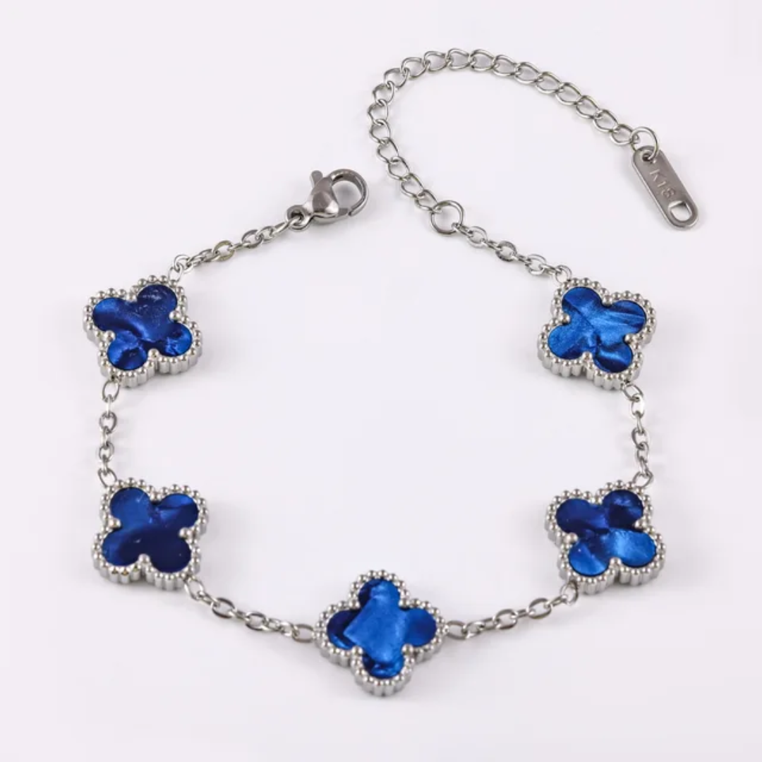 Van Cleef inspired Glossy Silver 13mm Clover Bracelet Collection