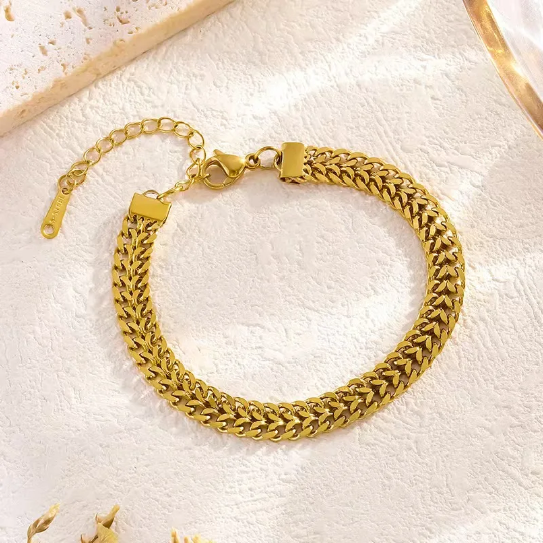 Stainless Steel Double Knit Necklace and Bracelet