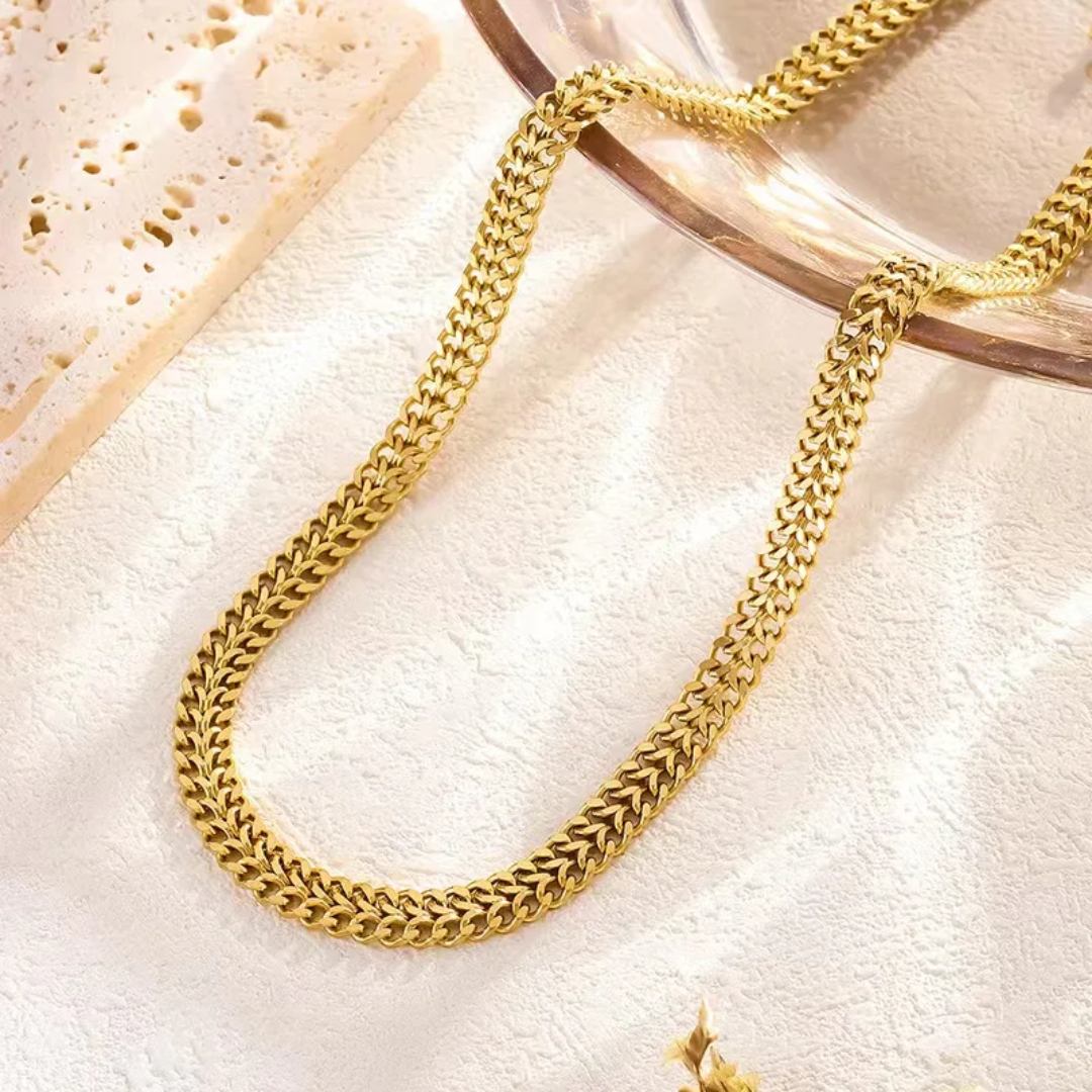 Stainless Steel Double Knit Necklace and Bracelet