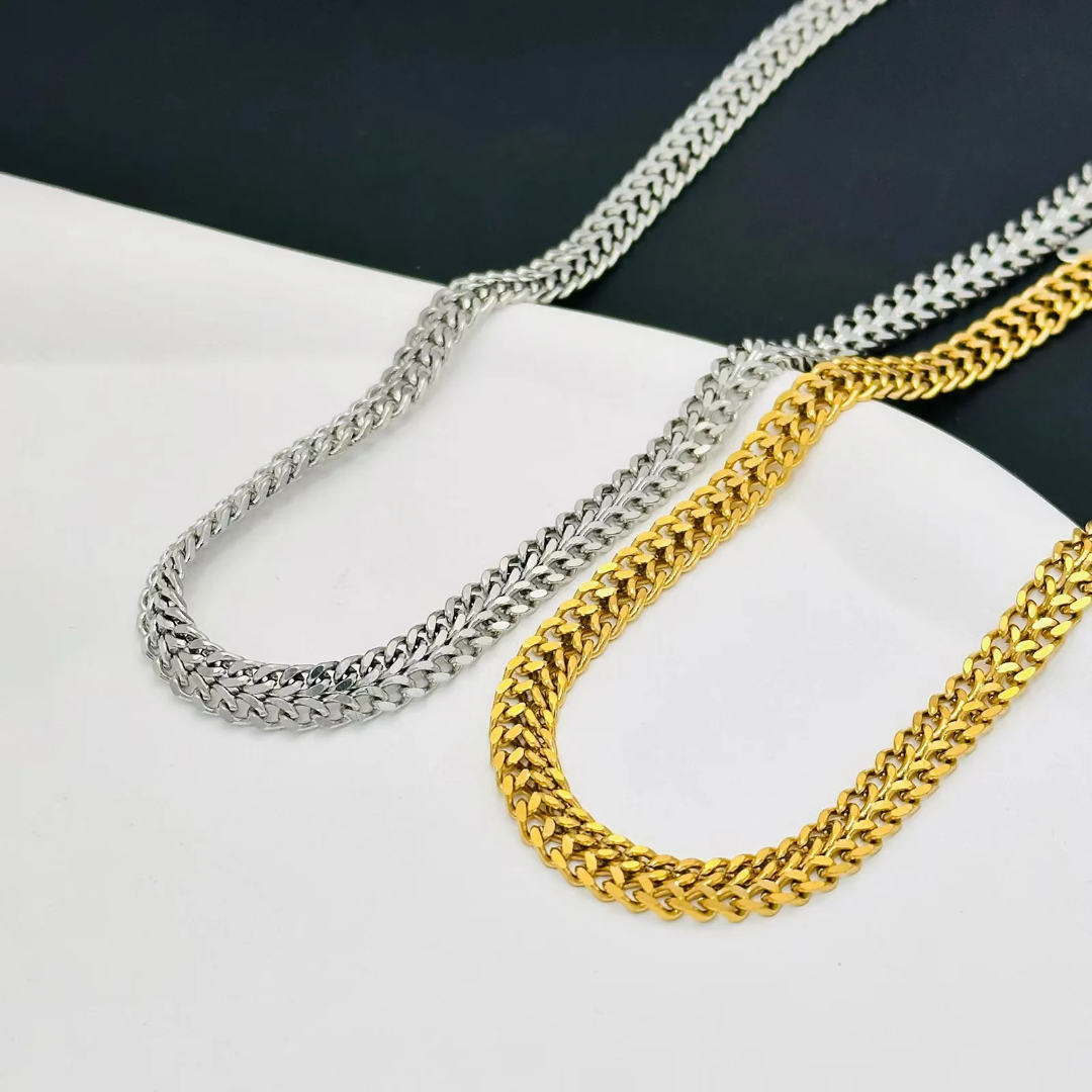 Stainless Steel Double Knit Necklace and Bracelet